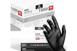 Kemes Nitrilhandschuhe XL 1000 Stück Schwarz Einweghandschuhe Latexfrei Puderfrei Nitril Gloves Größe XL