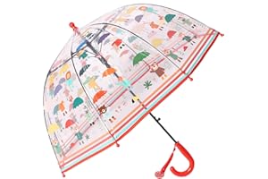 Chesoon Parapluie de pluie pour enfants Dôme à bulles transparent pour garçons filles avec poignée facile à saisir Perles de parapluie arrondies