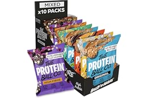 THE PROTEIN BALL CO. The Protein Ball Co Starter Pack Bundle Protein Balls - Healthy Snacks Variety Box, Gluten-Free - No Added Sugar, Box of 10 Bags