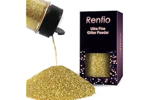 Renfio Poudre De Paillette Ultra Fines En Résine Métallique De 2,11oz 60g, Pour Paillettes Corps, Paillettes Visage, Ongles Nail Art, Maquillage Festival, Décoration – Doré