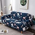 House of Quirk Universal Triple Seater Sofa Cover Big Elasticity Cover for Couch 140 GSM Sofa Slipcover (Dark Blue Lotus, 195-230cm)