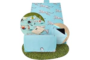 Haus Projekt Blue Cheetah Waterproof Picnic Blanket, 200x150cm, Foldable, Portable Picnic Mat with Carry Handle, Hidden Zip Pocket, Sandproof, Camping Accessories for Beach, Hiking,Festival Essentials