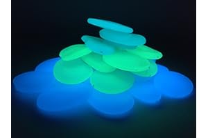 Eli-Glow 100 pieces Mixed Flat Glow in the Dark Luminescent Pebbles Stones, Super-Grade Strontium, large size 45mm x 30mm