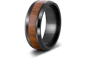 Akitsune Byakko Anillo | Hombreas Hombre Madera Acero Inoxidable Designer Carbid Negro Plata Azul Madera