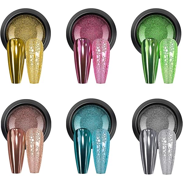 Nagelspiegelpulver, Silber-glitzerndes Chrom-Pigment, 0,5 G – Für UV-Gel & Nageldesign, Schwarz