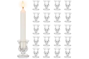 Inweder Portacandele in Vetro Candeliere Moderno: Set di 20 pezzi Porta Candele Conici Portalumini Trasparenti Piccolo Portacandele Sfuso per Matrimonio Natale Evento Decorazioni per la casa