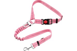 YAODHAOD Samochodowy pas bezpieczeństwa dla psa, ograniczenie, regulowany z elastycznym buforem bungee, zagłówek do pojazdu, obrotowy karabińczyk 360°, nylonowe, pasy bezpieczeństwa dla zwierząt domowych,