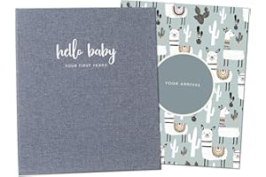 Peachly Minimalist Baby Memory Book | Baby Book | First Year Baby Book Keepsake for Milestones | Baby Books First Year Memory Book | Simple Baby Scrapbook for Boy or Girl Milestones | Linen - Scandi