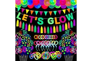 DVAORC 209 Pack Glow Party Supplies Glow Sticks Party Pack Glow Themed Party Hanging Decorations Birthday Party Decoration Tablecloth, Balloons, Sticks, Tassels, Glasses, Headband for Neon Party Decorations