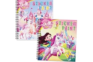 CutteeyFyry 2Pcs Stickerbuch FüR Kinder ab 4-8 Jahre,Einhorn Stickern Nach Zahlen mit Geschichten,Kinder Stickerheft Zur Verbesserung Der Intelligenz,Flugzeug Beschäftigung kinder Geburtstagsfeier
