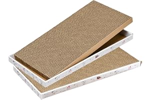 CATINARLA Cat Scratcher Cardboard with Box Durable Corrugate Scratching Kitty Sofa Lounge Bed Reversible Catnip Included for Indoor Cats, Scratching Pad, Can be assembled, Double-Sided Design, Large (Box,2pcs)