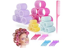 Westalio 41pCS Hair Rollers With Clips-4 Sizes 24 Hair Curlers Rollers For Hair Volume 16 Clips & Comb- 64mm 46mm 35mm 28mm-Jumbo Large Medium Small Big Rollers for Long Medium Short Hair