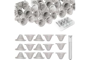 YGCQFH 60 Pcs Stainless Steel Pipe Screens Filter, 16mm Pre-Cut Bowl Filter Screen Tapered Design Pipe Filters, Metal Wire Mesh Filter Reusable Applicable Household， Industrial &Laboratory