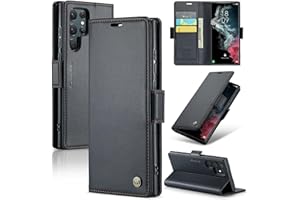 Rerzoiro Mobile Phone Case for Samsung Galaxy S22 Ultra Case, Premium PU Leather Flip Case RFID Protective Case Magnetic Card Slot Stand Function Flip Wallet Case Compatible Samsung S22 Ultra, Black