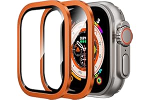 WSKEN for Apple Watch Ultra 3/2/Ultra Screen Protector 49mm,9H Tempered Glass + Titanium Alloy Frame, [Keep Original] [Touch Sensitive] Lightweight Protective Glass Film for iwatch Ultra 2 Pack