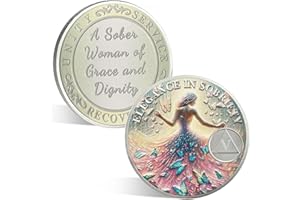 ACGZQY 5 Year Elegance Women Sobriety Coin - Colorful Butterfly Sober Woman AA Coins and Medallions Inspirational Recovery Coin Sobriety Chips - New Beginning NA AA Token Sobriety Gifts