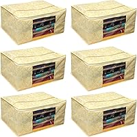 Kuber Industries 6 Piece Cotton Saree Cover Set, Gold (SCY08), Standard