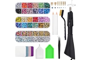 EPESL Bedazzler Kit con Strass, Applicatore di Gemme Fisse Caldo Penna Pittura a Diamante, Penna Cera, Pinzette, Vassoio, Panno Per La Pulizia, 28 Colori Strass Cristalli per Scarpe Fai Da Te Vestiti