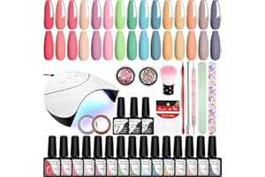 VANREESA Kit Uñas Semipermanentes, 15 Colores Uñas Semipermanentes Kit Completo con Lámpara U V, Set Manicura con Base Top Mate Coat y Herramientas de Uñas, Regalos para Mujeres