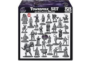 Newcombie Wildspire Lot de 58 Figurines fantastiques Townsfolk pour Figurines DND en Vrac 28 mm Donjons et Dragons | pour minis DND et D&D Miniatures I Personnages I Feuilles et quêtes