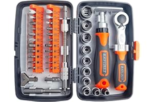 CHOONJIN 38 en 1 Caja de Herramientas de Reparación del Hogar, Juego de Llaves de Vaso de Herramientas con Cubierta de Almacenamiento, para Muebles, Automóvil, Computadora, Electrónica (1)