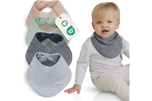 furora BABY Musselin Halstuch Baby Mädchen & Jungen, bio Baumwolle OEKO-TEX: Set (4 Stück) Dreieckstuch Baby Winter + Sommer | Lätzchen Baby Neugeborene- Kinder 4 Jahre: weich saugfähig