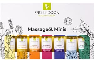 ‎GREENDOOR GREENDOOR Massageöl TESTER Set 175ml / 7 x 25ml veganes Massage Öl Sortiment Minis, 100% Natur, natürliches bestes Massage-Erlebnis, reine Naturkosmetik BIO Öle, Weihnachten Geschenke Probierset