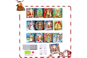 Connextion 12 Stück Diamond Painting Weihnachten,Diamond Painting Weihnachten Karten mit Blanko Umschlag,5D DIY Diamond Painting Karten Weihnachtskarten für Freunde und Familie