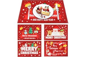 Lvjkes 4 Piezas Manteles Individuales de Navidad, Manteles Individuales Lavables, 30 x 45 cm Mantel Individual Estampado Cosido a Mano, Adecuado para Cocina, salón, Comedor-B