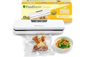 FoodSaver Everyday envasadora al vacío | Mantiene los alimentos frescos hasta 5X más tiempo* | Diseño compacto | Con 5 bolsas para envasar al vacío (0,94 l y 3,78 l) | VS0290X