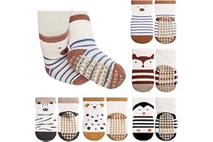 Adorel Baby Anti-Slip Socks Cotton Grip Non-Skid Socks Pack of 5
