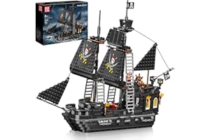 Mould King 10195 Black Pearl Kit de construction bateau à voile pirate 932 pièces avec design détaillé, cadeau pour garçons et filles à partir de 10 ans