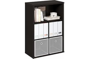 Furinno Cubicle Étagère, Bibliothèque À 5 Cubes, Rangement Intégré avec Fond Fermé, 39 X 76 X 110 Cm, Idéale pour Le Salon, La Chambre Ou Le Bureau, Chêne Foncé