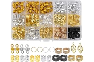 Dokpav 200 Pièces Bijoux de Tresse de Cheveux en Aluminium Anneaux Dreadlocks Perles pour Accessoire de Cheveux