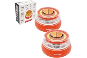 KRASER KR4V16NP2 Pack 2 Road Flares, V-16 Emergency Light Disc Beacon, Safety Flashing Warning Light with Magnetic Base, Autonomous, Compact and Lightweight & Lantern with Hanger