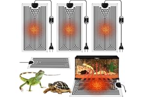 SPORWAY Tappetino riscaldante rettile, 3 pezzi, per terrario, con regolatore di temperatura, tappetino riscaldante regolabile, per rettili, tartarughe, serpenti, lucertola, geco, granchio eremita,