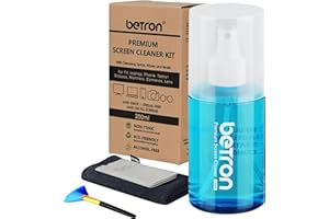 Betron Screen Cleaner Spray for LCD LED OLED TV, Smartphone, iPad, Laptop, Touchscreen, Computer Monitor, Cleaning Kit with Microfiber Wipes and Brush 200ml