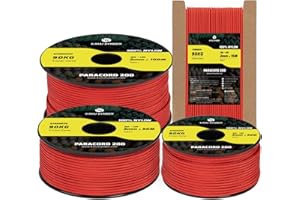 Kamu Synber Paracorde 2mm 3 Brins 15M Corde 100% Nylon Type I pour Extérieure, Bricolage, Artisanat | Supporte 90kg | Rouge