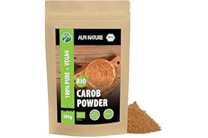 Alpi Nature Organic Carob Powder 500g 1.1 lb, Dried and Ground Carob Pods, Natural Sweetener for Baking