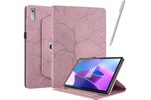 Netany Funda para Lenovo Tab P11 (2Nd Gen, 11.5 Pulgada) con lápiz Capacitivo, Piel sintética con Tapa función Atril Soporte para lápiz Árbol de La Vida Funda - Oro Rosa