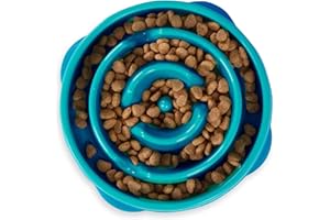 Kyjen 51006 Outward Hound Fun Feeder Slow Feed Interaktiver Bloat-Stop-Futternapf für Hunde, Größe S, blau