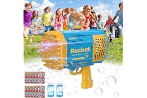 QDRAGON Bazooka Burbuja Machine, 69 Agujeros Gatling Pistola de Burbujas con LED, Juguete Infantil máquina de Burbujas para Juegos al Aire Libre, Boda, Fiestas o Navidad