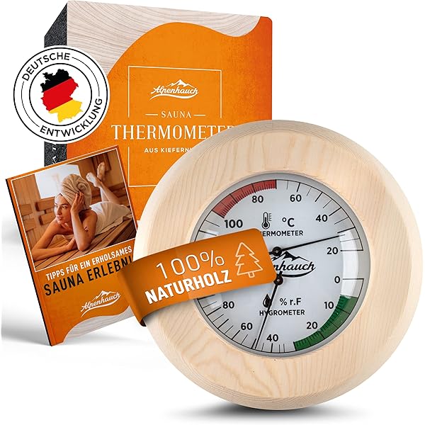 ALLOMN Sauna Thermometer & Hygrometer 2-in-1 Wood Accurate Digital Thermometer Hygrometer Hygrometer Sauna Hammam Thermometer Hygrometer Hygrometer For Workshop, School, Market, Warehouse
