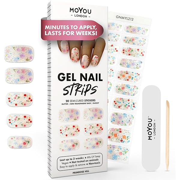 MOYOU LONDON Gel Nagel Strips – 20 Stück Mit Mattem Top Coat, Feile & Stäbchen Für Salon-Look