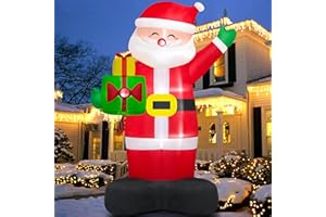Danxilu 2,44 m Inflables Navideños Papá Noel Decoración para Exteriores Luces LED Papá Noel Inflable con Bolsa de Regalo Decoraciones Navideñas Gigantes para Exteriores para Patio Césped Fiesta