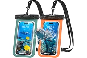 UNBREAKcable Waterproof Phone Pouch 2 Pack - IPX8 Waterproof Phone Case - Dry Bag for iPhone 15 Pro Max 14 13 12 11 XR XS SE Samsung S23 S23+ S22 S22+ S21 FE S10+ Huawei etc... - 7 Inch - Orange&Green