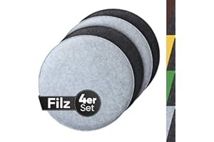 ‎SIDORENKO Sidorenko gemütliches Sitzkissen rund aus Filz Ø 36cm - 4er Set Grau I Hellgrau - Waschbare Stuhlkissen kompatibel für Eames Schalenstuhl - Komfortable Sitzauflage für Bank I Stuhl