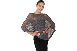 creazioni unique Poncho Pop Coprispalle da Donna Elegante da Cerimonia o Sera - Poncho Donna Autunnale e Primaverile in Viscosa Termica a Maglia Larga con Essenza di Fiore di Ciliegio