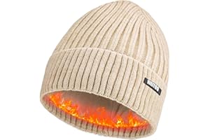 WEITOO Beanie for Men, Stretchy Soft Cuffed Knit Beanie with Thick Warm Lining,Unisex Winter Hat,Gifts for Men Women