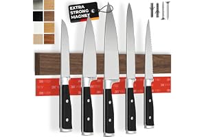 CUCINO självhäftande magnetisk knivlist – testvinnare med extra stark magnet – enkel montering med 3M-tejp utan borrning, valnöt 40 cm